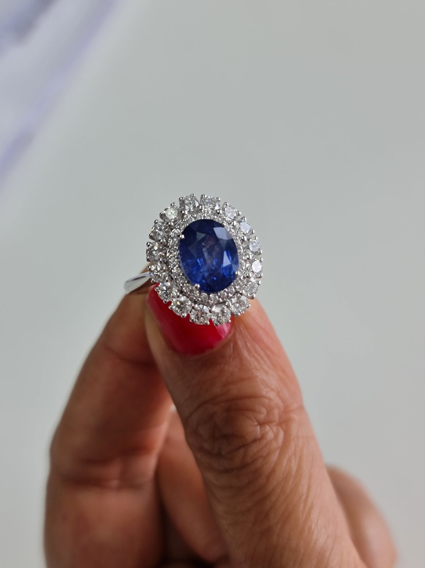 18K Blue Sapphire Halo Ring
