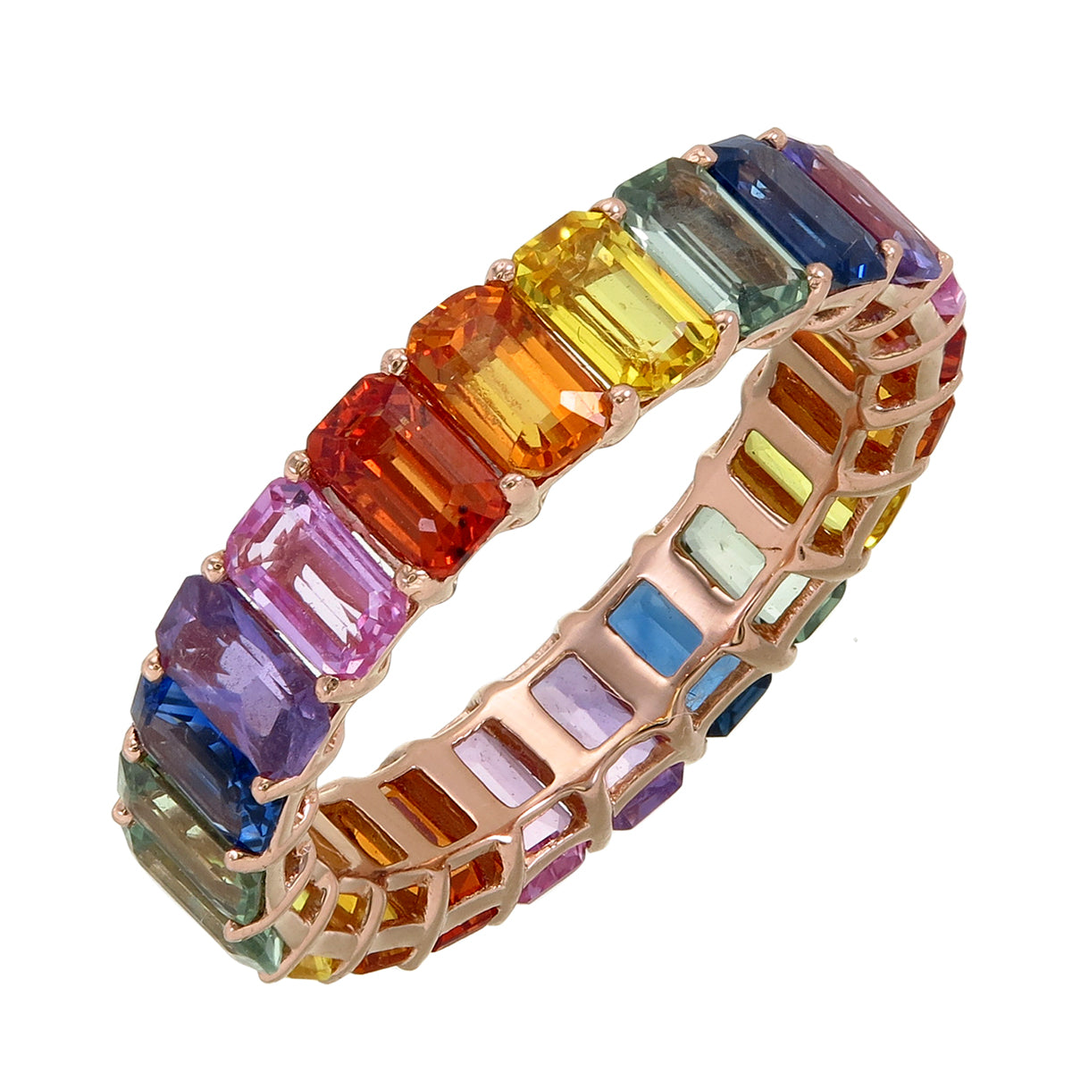 18K Eternity Rainbow Octagon Ring