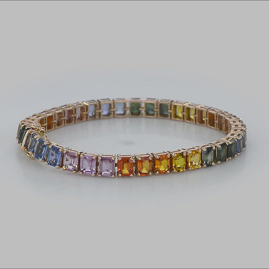 18K Rainbow Sapphire Octagon Bracelet