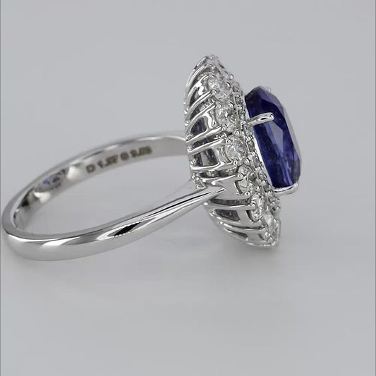 18K Blue Sapphire Halo Ring