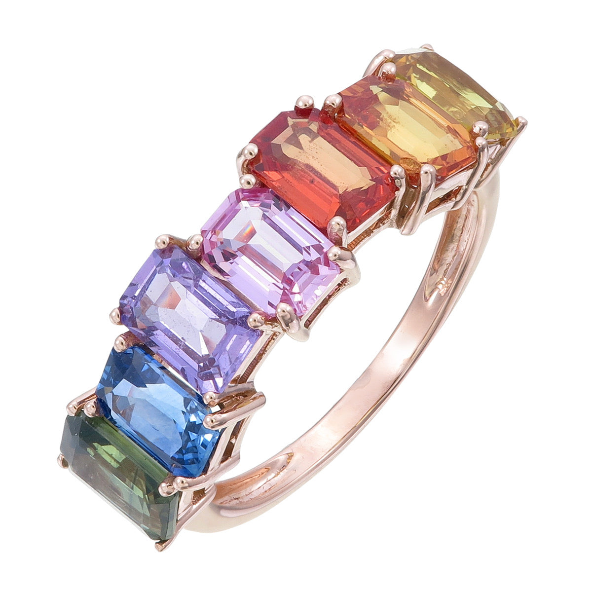 18K Half Eternity Rainbow Ring